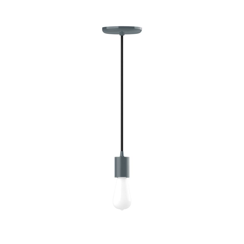 Montclair Lightworks PEB012-40 Vintage, Style C, Medium base, with black cord and canopy, Slate Gray
